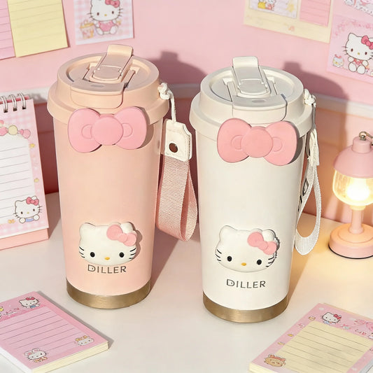 Kubek Termiczny Hello Kitty – Butelka ze Słomką 500ml