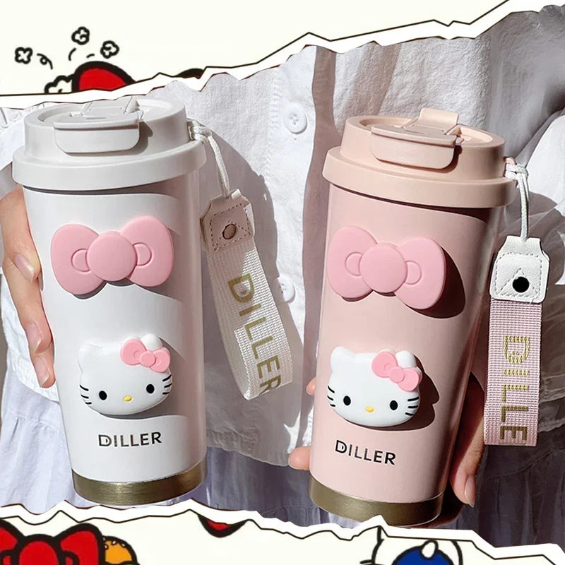Kubek Termiczny Hello Kitty – Butelka ze Słomką 500ml